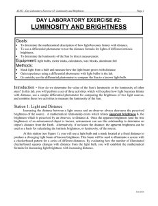 day laboratory exercise #2: luminosity and brightness