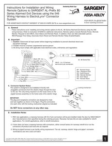 Instructions for Installation and Wiring Remote Options to SARGENT