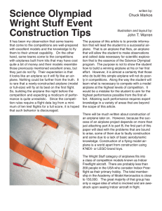Science Olympiad Wright Stuff Event Construction Tips