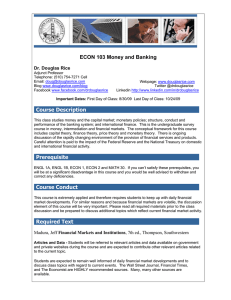 ECON 103 Money and Banking Course Description Prerequisite