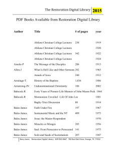 Aa Running Count of Pdf Books Available from Restoration Digital