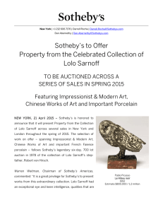Sotheby`s to Offer Property from the Celebrated Collection of Lolo
