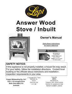 Answer Wood Stove / Inbuilt Owner`s Manual