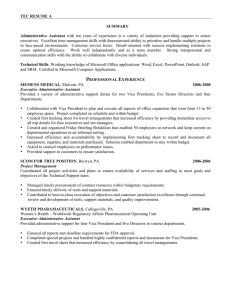 TEC RESUME A SUMMARY Administrative Assistant with ten years