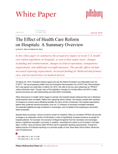 The Effect of Health Care Reform on Hospitals: A Summary Overview