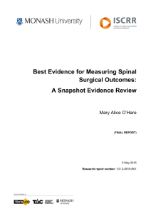 Best Evidence for Measuring Spinal Surgical Outcomes: A Snapshot