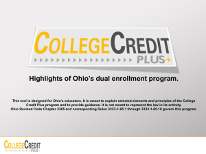 College Credit Plus - Ohio Board of Regents