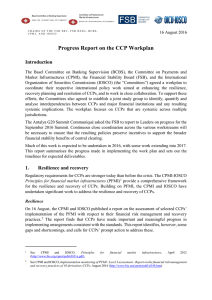 Progress report on the CCP workplan