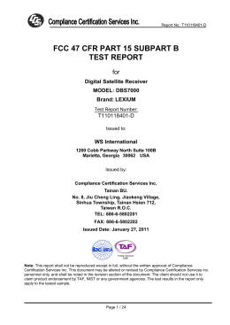 FCC 47 CFR PART 15 SUBPART B TEST REPORT