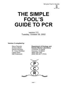 the simple fool`s guide to pcr