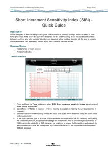 Short Increment Sensitivity Index (SISI) - Quick Guide