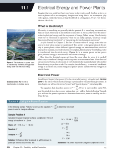 11.1 electrical energy and power plants