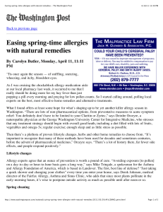 Curing spring-time allergies with natural remedies