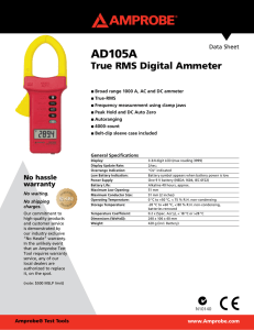 AD105A True RMS Digital Ammeter Data Sheet
