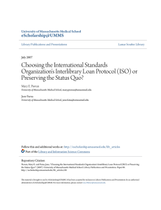 Choosing the International Standards Organization`s Interlibrary