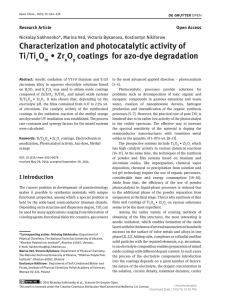 Characterization and photocatalytic activity of Ti/Ti O ∙ Zr O coatings