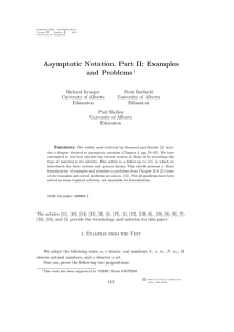 Asymptotic Notation. Part II: Examples and Problems