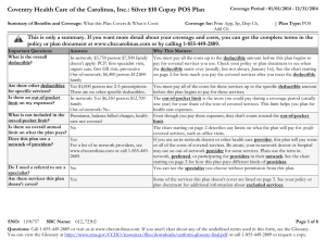 Coventry Health Care of the Carolinas, Inc.: Silver $10 Copay POS