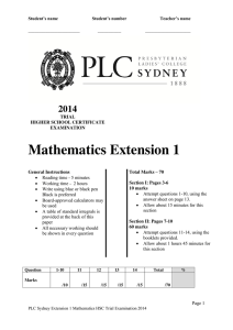 Mathematics Extension 1 - New South Wales Higher School