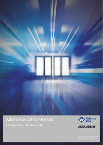Adams Rite 2015 Price List