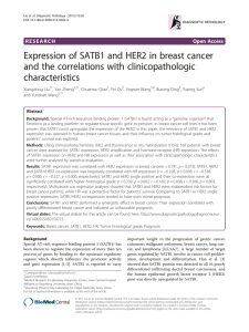 Expression of SATB1 and HER2 in breast cancer and the