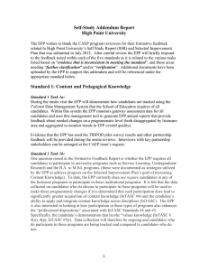 Self-Study Addendum Report High Point University Standard 1