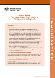 No Jab, No Pay – New Immunisation