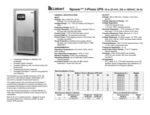 Npower™ 3-Phase UPS: 30 to 80 kVA, 208 or 480VAC, 60 Hz