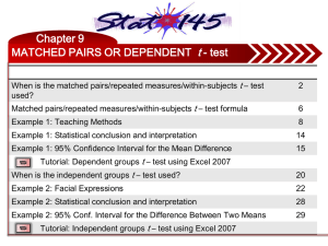 MATCHED PAIRS OR DEPENDENT t
