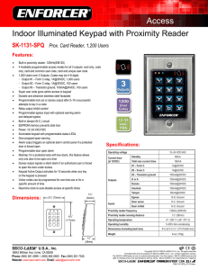 Indoor Illuminated Keypad with Proximity Reader