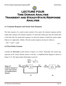 LECTURE FOUR Time Domain Analysis Transient and Steady