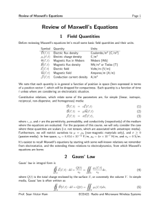Review of Maxwell`s Equations