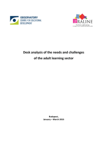 Desk analysis of the needs and challenges of the adult learning sector
