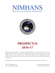 NIMHANS Prospectus 2016-17