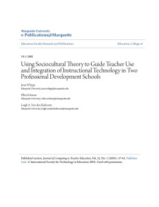 Using Sociocultural Theory to Guide Teacher Use and Integration of