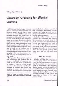 Classroom Grouping for Effective Learning