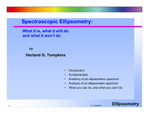 Spectroscopic Ellipsometry: What It Is, What It Will Do, and What It