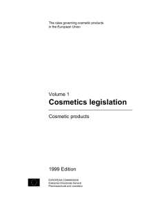 Volume 1 Cosmetics Legislation