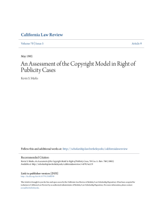 An Assessment of the Copyright Model in Right of Publicity Cases