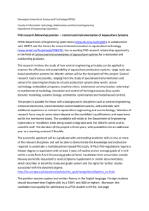 PhD research fellowship position – Control and Instrumentation of
