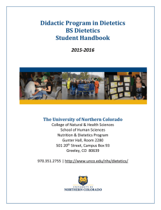 Didactic Program in Dietetics BS Dietetics Student Handbook