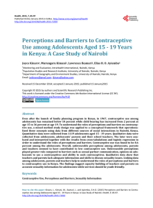 Perceptions and Barriers to Contraceptive Use among Adolescents