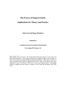 The Process of Empowerment: Implications for Theory and Practice