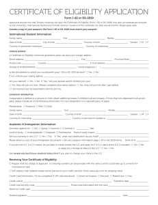 CERTIFICATE OF ELIGIBILITY AppLICATIOn