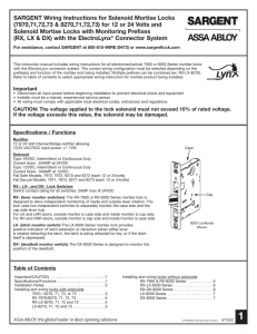 SARGENT Wiring Instructions for Solenoid Mortise Locks (7970,71
