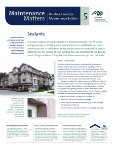 Sealants - Homeowner Protection Office
