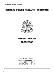 CENTRAL POWER RESEARCH INSTITUTE ANNUAL REPORT