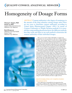 Quality-Control Analytical Methods: Homogeneity of Dosing Forms