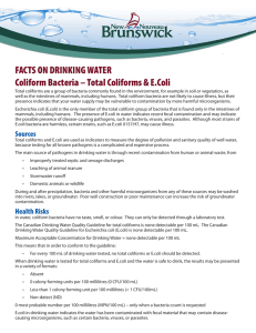 FACTS ON DRINKING WATER Coliform Bacteria