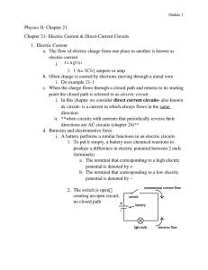 Physics IIнаChapter 21 Chapter 21наElectric Current